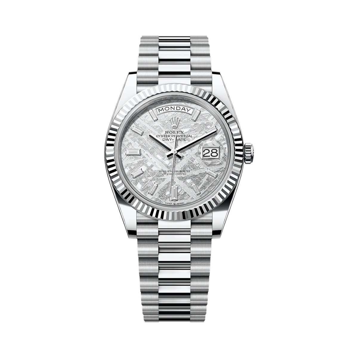 Authentic Rolex Day-Date 40 ref. 228236, Meteorite set with diamonds, President