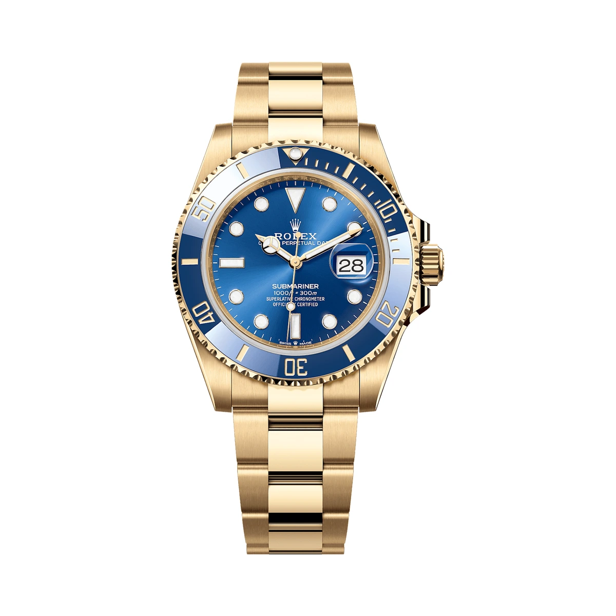 Authentic Rolex Submariner Date ref. 126618LB, Blue, Gold Oyster