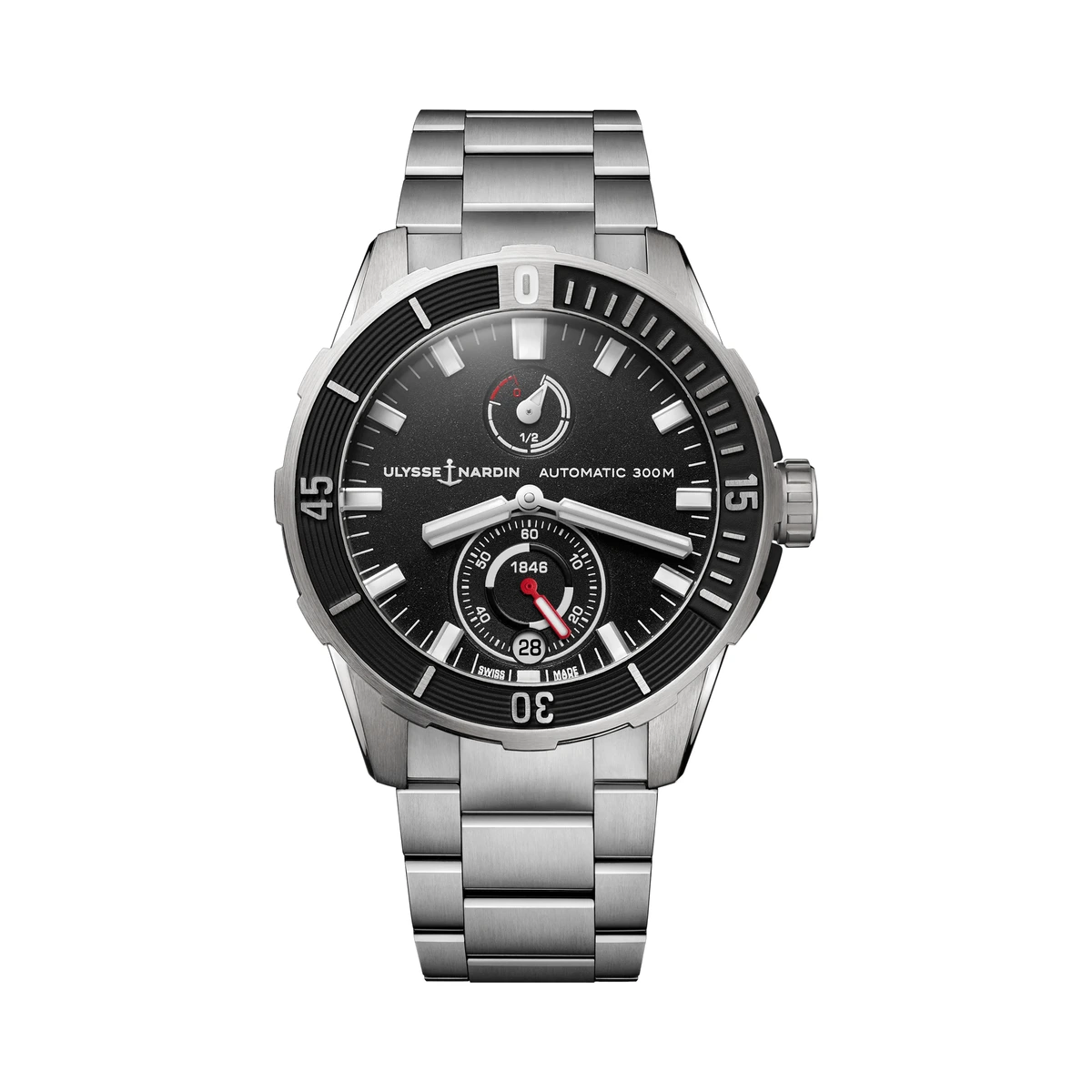 Authentic Ulysse Nardin Diver 44 ref. 1183-170-7M/92, Black, Titanium bracelet